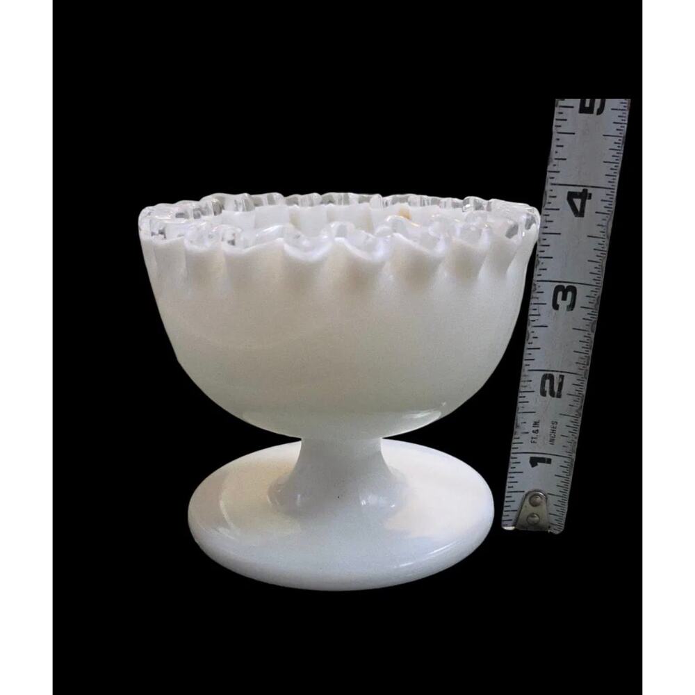 Vintage Fenton‎ Silver Crest Milk Glass Footed Candy dish mid-century